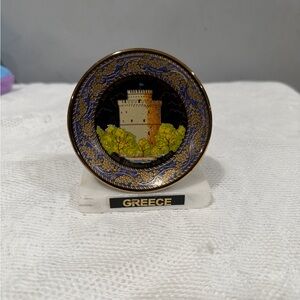 Greece Heritage Ceramic Plate with Blue and Gold Detailing